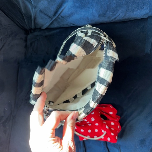 CLEARANCE!!! Black and white plaid bag with red and white polka dot scarf - Picture 6 of 6